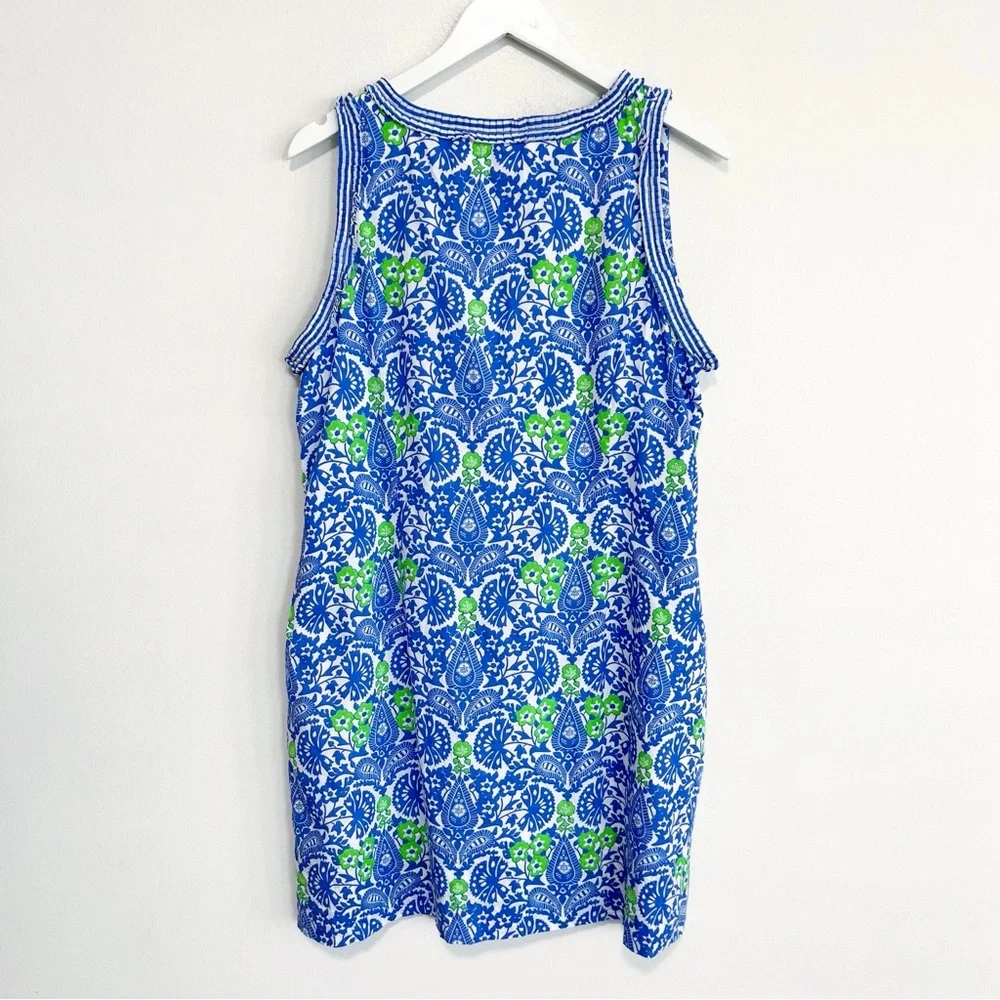 BOGO! Gretchen Scott Flirt Floral Dress East India Cotton Blue Green XL - Picture 7 of 10